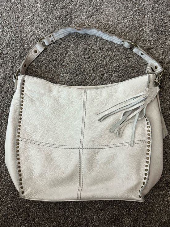 The Sak Handbags - The Sak White Pebbled Leather Studded Hobo Bag Tassel GUC